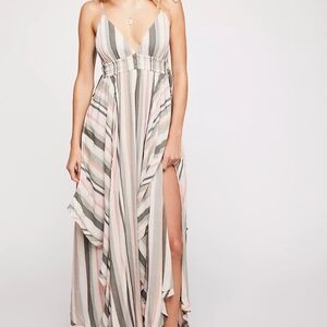 Free People Endless Summer Striped Tropical Heat Maxi Dress Small Pink